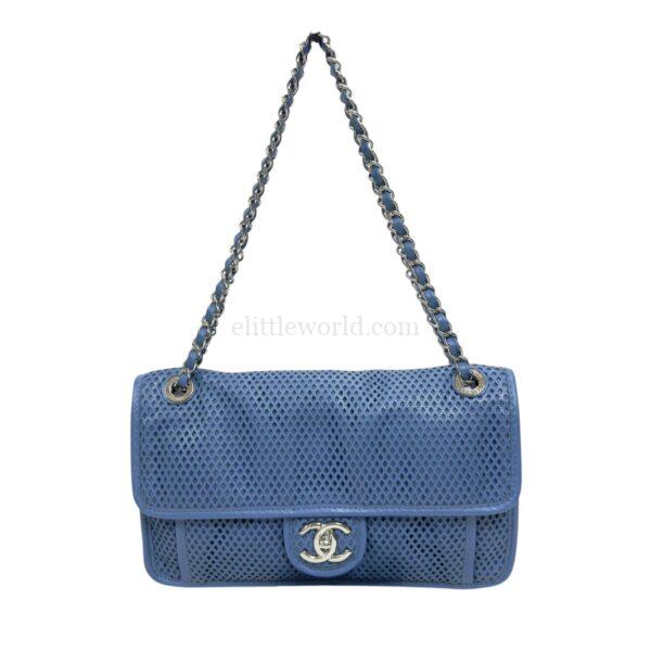 【二手】CHANEL CC 藍色 翻蓋鏈條包 PD2969
