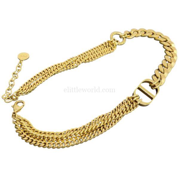 【二手】CHRISTIAN DIOR CD 金色項鏈 PD3024