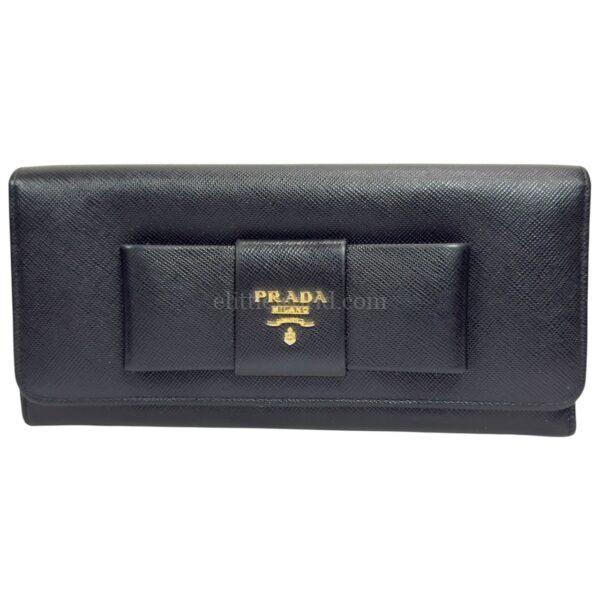 【二手】PRADA 蝴蝶結 長錢包 PD3027