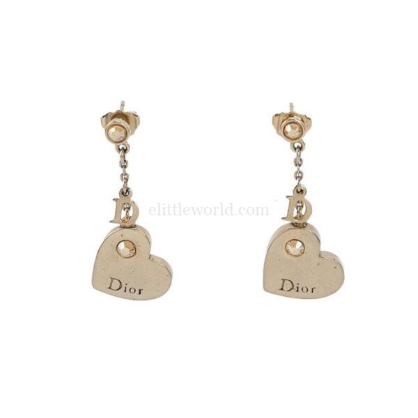 【中古】CHRISTIAN DIOR 心形吊墜耳環 PD3044