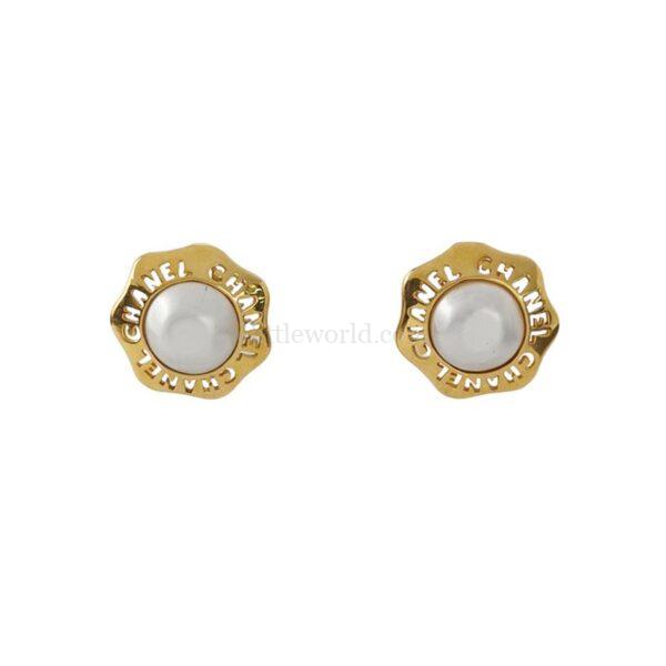 【中古】CHANEL LOGO 珍珠耳夾 PD3046