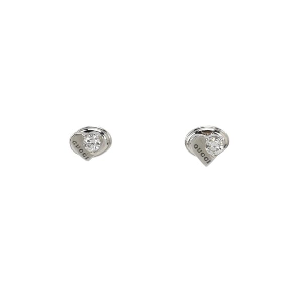 【二手】GUCCI 18K白金愛心耳環 PD3159