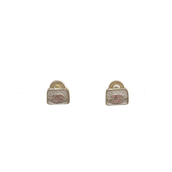 【二手】CHANEL LOGO 玫瑰金色耳環 PD3186