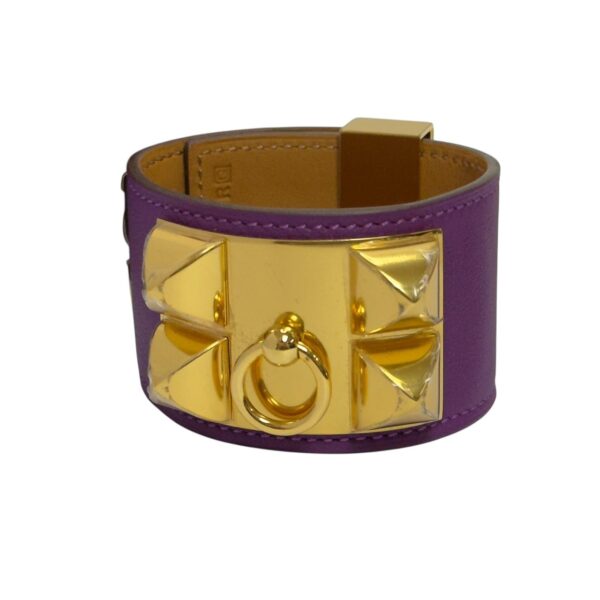 【未使用品】HERMES COLLIER DE CHIEN 鰐魚皮 手鐲 PD3247