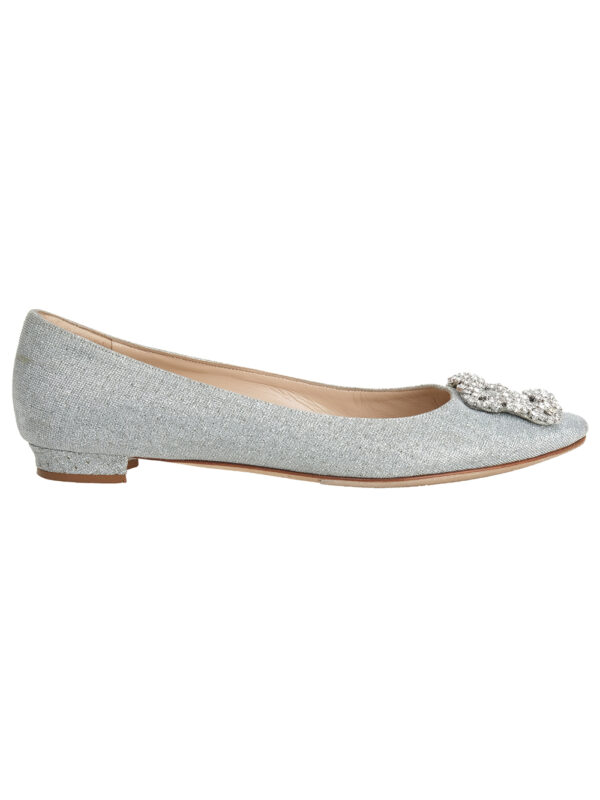 【二手】MANOLO BLAHNIK HANGISI 水鑽扣平底鞋 38.5