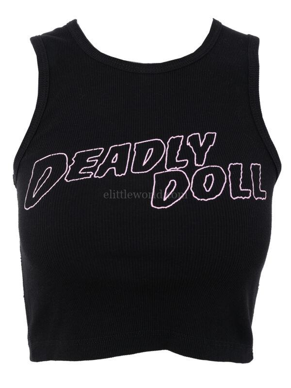 【二手】DEADLY DOLL LOGO 印花短款背心 S