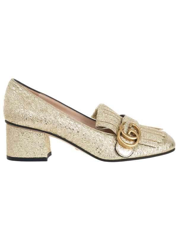 【二手】GUCCI GG 流蘇金屬感高跟鞋 36.5