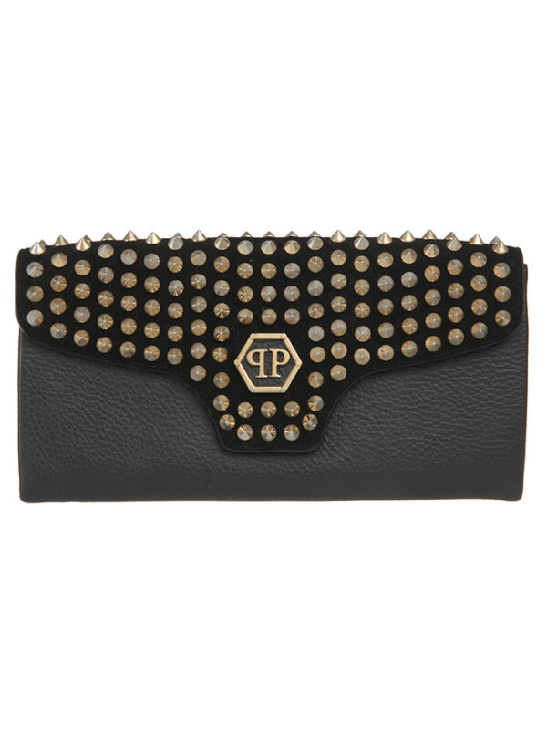 【二手】PHILIPP PLEIN 鉚釘飾翻蓋手包
