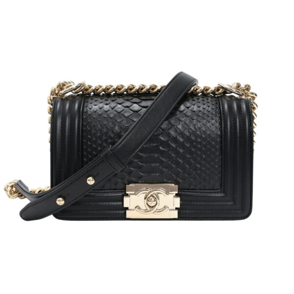 【未使用品】CHANEL BOY CHANEL 蟒蛇皮小號手提袋 A67085 E25514