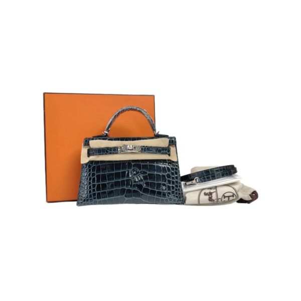 【二手】HERMES KELLY MINI 二代鱷魚皮手袋 V0 盧梭綠 RR3123