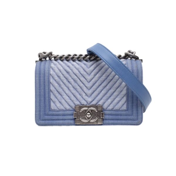 【二手】 CHANEL LE BOY 牛仔布 藍色手袋 PD3264