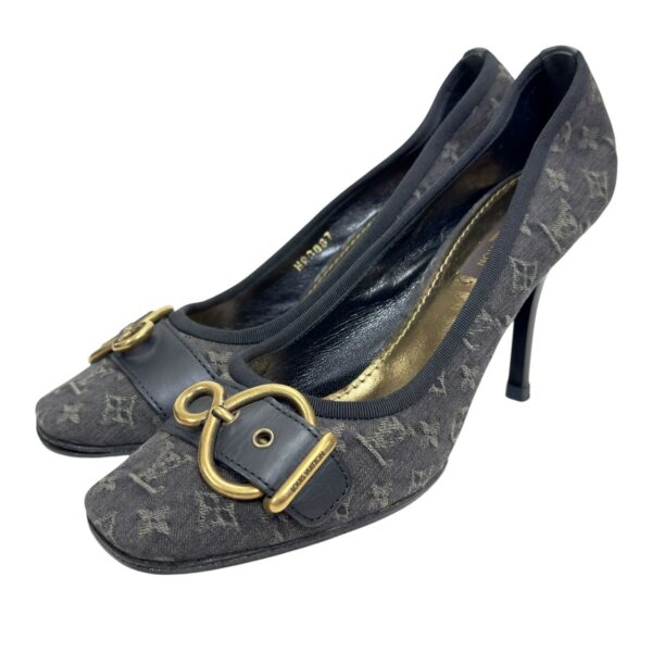 【二手】LOUIS VUITTON MONOGRAM  老花 灰色牛仔布 高跟鞋 37.5 PD3428