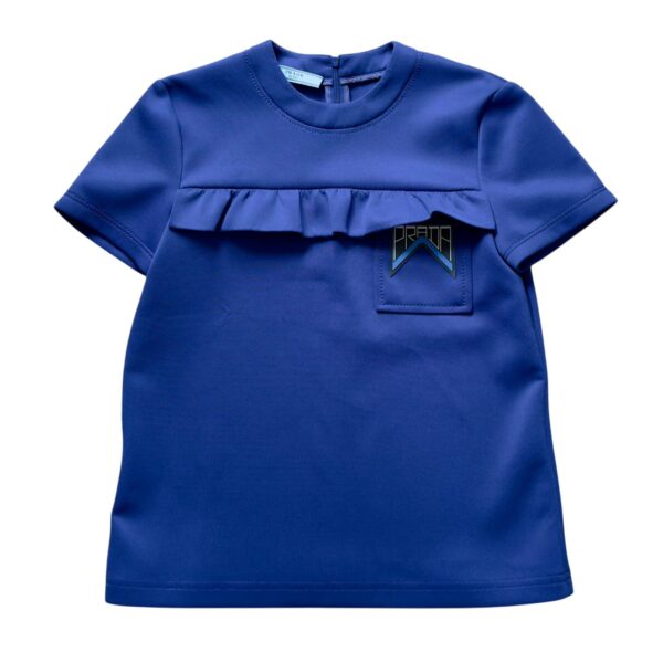 【二手】PRADA  藍色 荷葉邊 上衣 38 PD3479