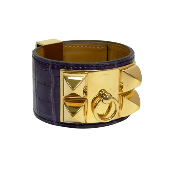【二手】HERMES COLLIER DE CHIEN  紫色 手鐲 PD3542