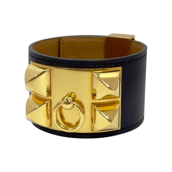 【二手】HERMES COLLIER DE CHIEN 手鐲 黑金色 PD3592