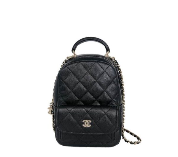 【二手】CHANEL 黑色羊皮後背包 PD3532