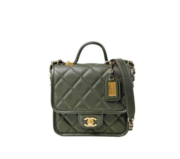 【二手】CHANEL SCHOOL MEMORY 迷你手挽垂蓋手袋 綠色 PD3574