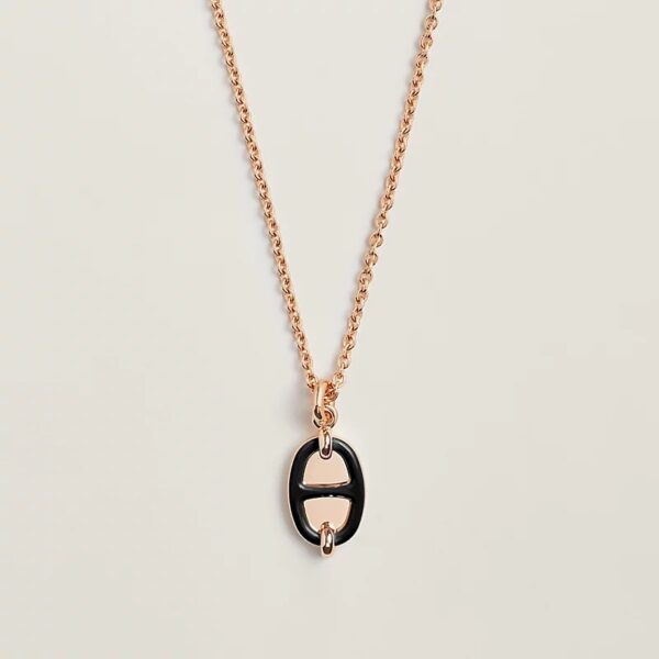 【全新】HERMES MAILLON 迷你小號黑色吊墜項鏈 E25782