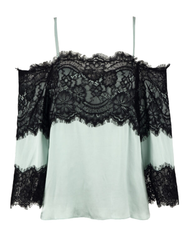 【二手】ALICE + OLIVIA 蕾絲拼接細肩帶上衣 M